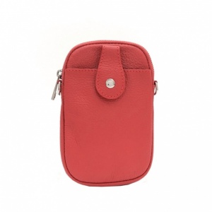 Leather Crossbody Phone Bag - Red